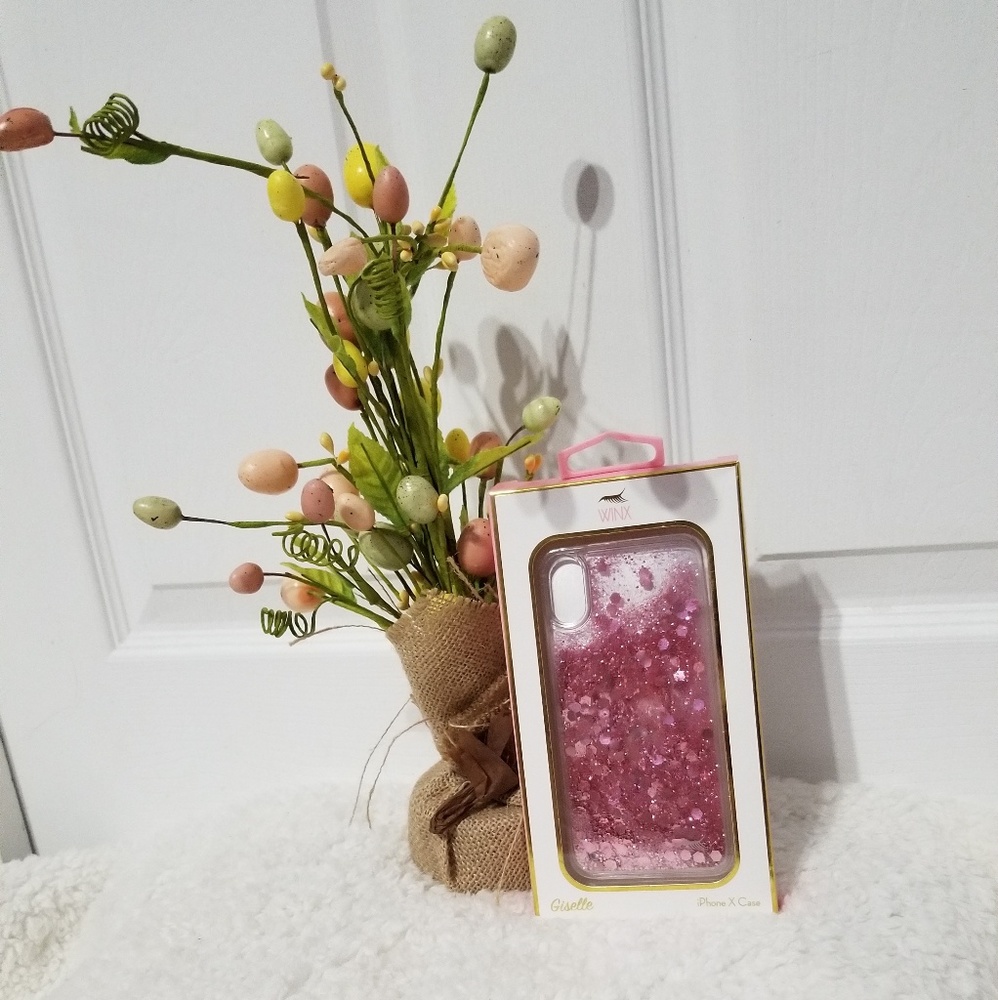 iPhone X Clear Pink Glittery Phone Case